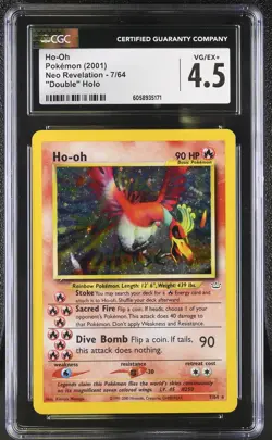 CGC 4.5 Ho-Oh 2001 Neo Revelation 7/64 "Double" Holo Pokemon Card psa - Image 1