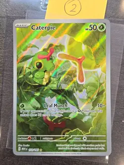 Caterpie 172/165 Holo Illustration Rare Pokemon 151 Card Near Mint English - Image 1