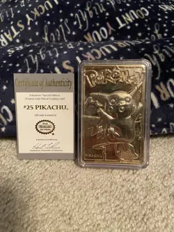 Pikachu - BK 23k Gold Plated Metal Promo Near Mint Pokemon Card - Image 1