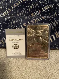Pikachu - BK 23k Gold Plated Metal Promo Near Mint Pokemon Card - Image 2