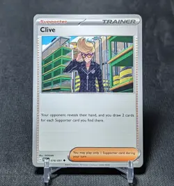 Clive Regular Uncommon Supporter 2024 Paldean Fates Pokemon TCG Card 078/091 - Image 1