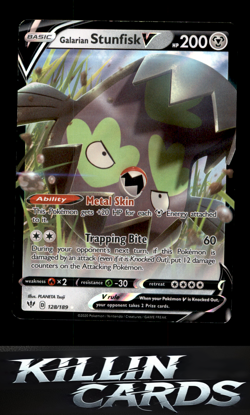 Galarian Stunfisk V 128/189 Pokemon Ultra Rare SWSH03: Darkness Ablaze Card NM - Image 1