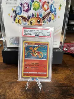 Special Delivery Charizard SWSH075 Holo Promo Card Sword&Shield Left Side Swirl - Image 1