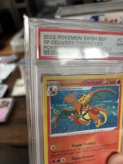 Special Delivery Charizard SWSH075 Holo Promo Card Sword&Shield Left Side Swirl - Image 2