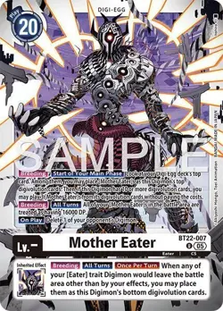 1x BT22-007 Mother Eater Cyber Eden Digimon Card Game x1 - Image 1