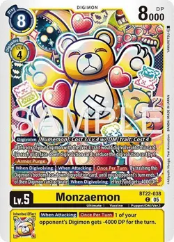 1x BT22-038 Monzaemon Cyber Eden Digimon Card Game x1 - Image 1