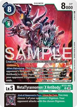 1x BT22-062 MetalTyrannomon (X Antibody) Cyber Eden Digimon Card Game x1 - Image 1