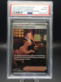 Giovanni's Charisma 204/165 PSA 8 Special Art Rare SAR 151 Pokemon TCG Card - Image 1