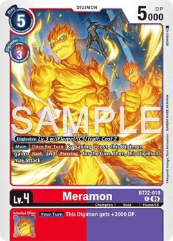 1x BT22-010 Meramon Cyber Eden Digimon Card Game x1 - Image 1