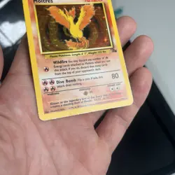 Moltres 12/62 Fossil Holo Rare Vintage Pokemon Card MP - Image 3