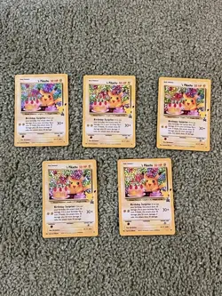 (5) Pokemon Birthday Pikachu Celebrations Holo Lot #24 Black Star - Image 1
