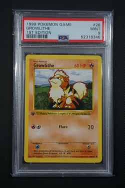 Pokemon Base Set 1st Edition Shadowless Growlithe #28 - PSA 9 - Image 1