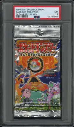 1996 NINTENDO POKEMON BASE SET FOIL PACK-JAPANESE POKEMON 291 YEN PSA 7 - Image 1