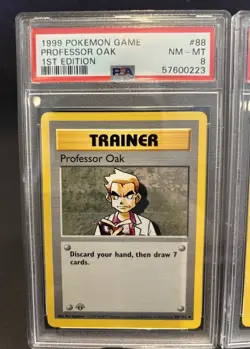 1999 Pokemon Base 1st Edition English Card-PSA 8 Trainer Professor Oak 88/102 - Image 1