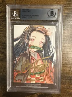 Demon Slayer Nezuko Hand Drawn Art Card Signed 1 of 1! Beckett Abby Trott - Image 1
