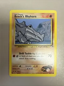 BROCK’S RHYHORN - Gym Heroes Set - 70/132 - Common - Pokemon Card - NM - Image 1