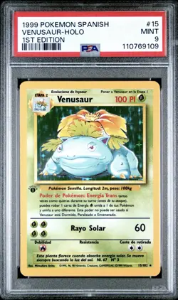 1999 Pokemon SPANISH 1st Edition Base Set Venusaur Holo 15/102 PSA 9 MINT - Image 1