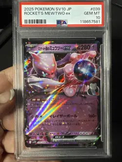 Pokemon JPN Sv10 Glory Of Team Rocket 039 Team Rocket's Mewtwo Ex PSA 10 - Image 1
