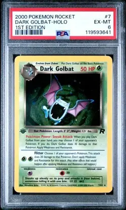 PSA 6 Dark Golbat Holo 1st Edition #7/82 2000 Pokemon Card Rocket Vintage Rare - Image 1