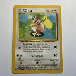 Pokemon Card Farfetch'd - 27/102 - Base Set - Vintage - Near Mint - 1999 - Image 1