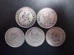 Pokemon Card Meiji Promo Battle Coin x5 Scyther Pinsir Nidoking Evolutions #5466 - Image 1