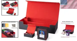 Elegant MTG Deck Box: Holds 5 Decks, Playmat, & Colorful Dividers in Black & Red - Image 2