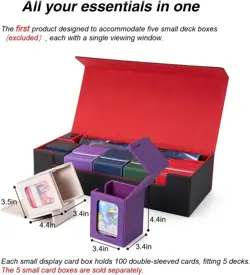 Elegant MTG Deck Box: Holds 5 Decks, Playmat, & Colorful Dividers in Black & Red - Image 4