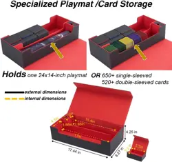 Elegant MTG Deck Box: Holds 5 Decks, Playmat, & Colorful Dividers in Black & Red - Image 5