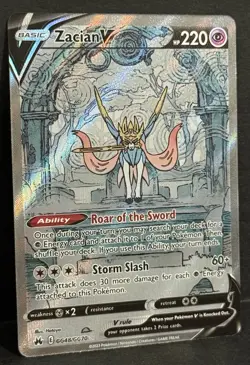 Pokemon 2023 Sword & Shield Crown Zenith #GG48 Zacian V Full Art Holo Rare NM - Image 2