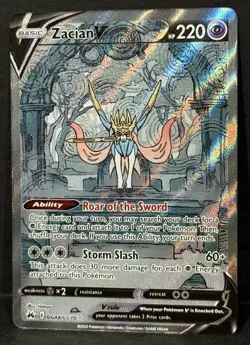 Pokemon 2023 Sword & Shield Crown Zenith #GG48 Zacian V Full Art Holo Rare NM - Image 3