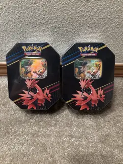 NEW SEALED Pokemon TCG Lot Of 2 CROWN ZENITH Zapdos Tins - Image 1
