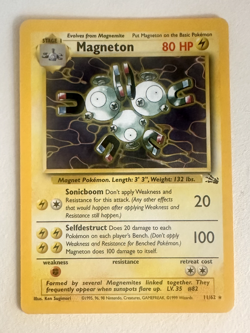 Magneton Pokemon Card 11/62 - Fossil Base Set Rare Holo - Near Mint - Image 1