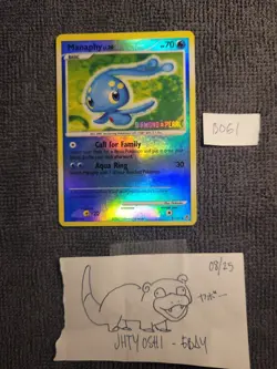 Manaphy 9/130 Stamped Reverse Holo Rare Diamond and Pearl Pokemon Card - Image 1