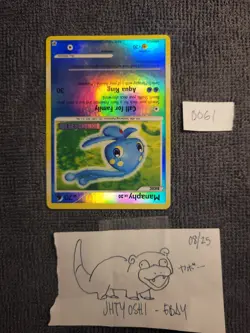Manaphy 9/130 Stamped Reverse Holo Rare Diamond and Pearl Pokemon Card - Image 4