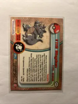2000 Topps Pokemon Card Rhydon #112 TV Animation Edition Series 2 Blue Logo LP - Image 2