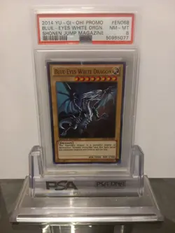 Yugioh Blue Eyes White Dragon JUMP-EN068 Graded PSA 8 MINT Ultra Rare Promo 2014 - Image 1