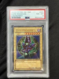 YuGiOh Legend of Blue Eyes - DARK MAGICIAN LOB-005 Reprint Unlimited PSA 8 NM! - Image 1