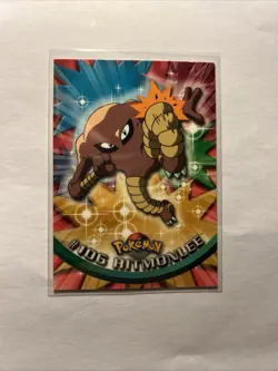 2000 Topps Pokemon Card Hitmonlee #106 TV Animation Edition Series 2 Blue Logo - Image 1