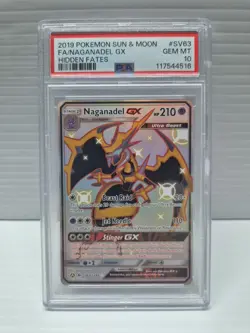 Pokemon Sun & Moon Hidden Fates Shiny SV63/SV94 FA Naganadel GX PSA 10 GEM MINT - Image 1