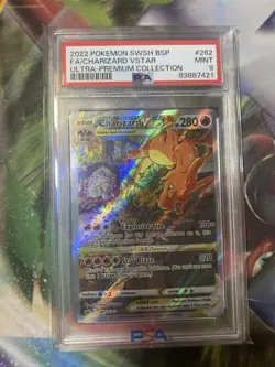 2022 POKEMON SWSH262 PROMO FULL ART CHARIZARD VSTAR GRADED CARD PSA 9 MINT - Image 1