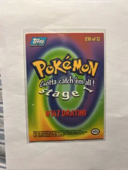 1999 Pokemon Card Dratini Topps The First Movie E10 of 12 Blue Logo MP - Image 2