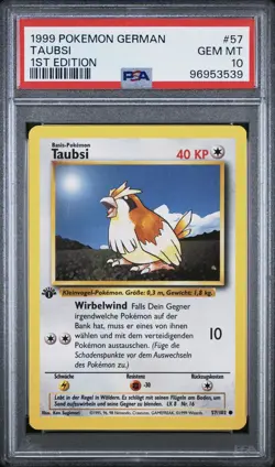 1999 Pokemon GERMAN 1st Edition Base Set Taubsi-Pidgey 57/102 PSA 10 GEM MINT - Image 1