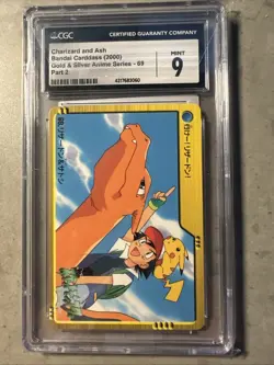 2000 POKEMON JAPANESE BANDAI ANIME SERIES 2 #69 CHARIZARD & ASH CGC 9 - Image 1