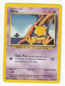 CARTE POKEMON ABRA 43/102. SET DE BASE WIZARDS Edition 2. FR - Image 1