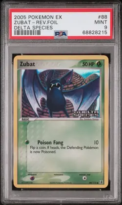Pokemon PSA 9 Mint EX Delta Species Reverse Holo Zubat 88/113 (MD) - Image 1