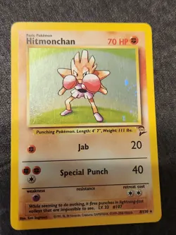 Hitmonchan 8/130 2000 2nd edition Holo Rare TCG Card Pokemon - Image 1