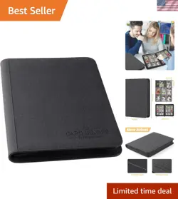 Classic Black 9-Pocket Trading Card Binder - Secure Zipper Closure for 540 Cards - Image 1