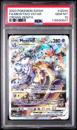 Mewtwo VSTAR GG44 PSA10 Full Art Pokemon Crown Zenith #GG44/GG70 - Image 1