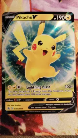 Pokemon TCG Pikachu V SWSH Black Star Promos SWSH198 Holo Promo - Image 1