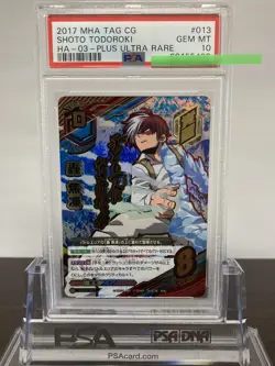 [Y1][PSA10] HA-03-013 Todoroki Shoto PUR My Hero Academia Tag Card Game - Image 1